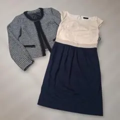 美品9号ツイードフォーマルワンピーススーツセット