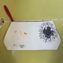 ひまわり&蝶 イラスト ホワイトポーチ