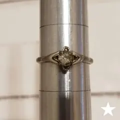 シンプルな1粒ビジューのシルバーカラーリング 13号 昭和レトロ アンティーク調