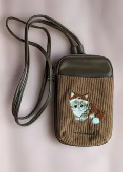 モフサンド mofusand きつね スマホショルダーバッグ 刺繍ボアシリーズ