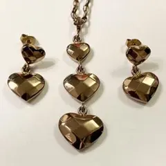 フォリフォリ ハート型ネックレス＆ピアスセット★ペンダントFolliFollie