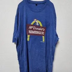 マクドナルド プリント Ｔシャツ 丸首 半袖 L 青 綿 ポリエステル アメカジ