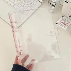 シール帳　A5 6つ穴　クリアバインダー　ピンク　韓国　台紙のまま収納