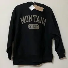 【新品、Seeroots】MONTANA　STATE　プリントパーカー　黒　M