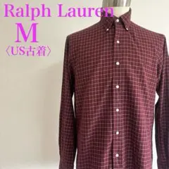 ラルフローレン ボルドー　長袖シャツ クラシックフィット 格子チェック柄