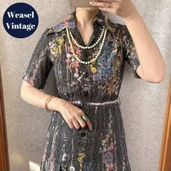 vintage ヴィンテージ レトロ古着 フロントボタン花柄ワンピース 半袖