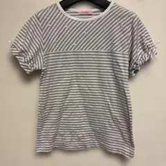 familiar 灰ボーダーパールTシャツ 150のサムネイル