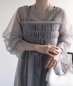 シアーブラウス / 切り替えシャーリングトップス