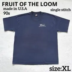 90s USA製 FRUIT OF THE LOOM ネイビー Tシャツ XLのサムネイル