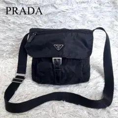 【良品】PRADA プラダ　テスートナイロン　ショルダーバッグ　三角プレート　黒