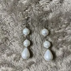 ホワイトパール ドロップピアス