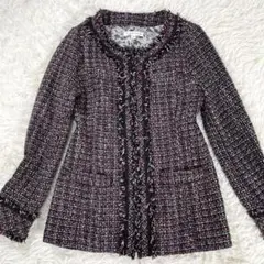 美品　イトキン　ツイードジャケット　ノーカラー　カラーレス　入学式　卒業式　M
