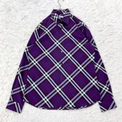 極美品 バーバリー 長袖 シャツ ノバチェック M パープル 現行モデル タグ付
