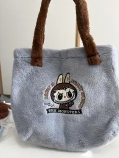 ラブブ キャラクター 刺繍 グレー バッグ