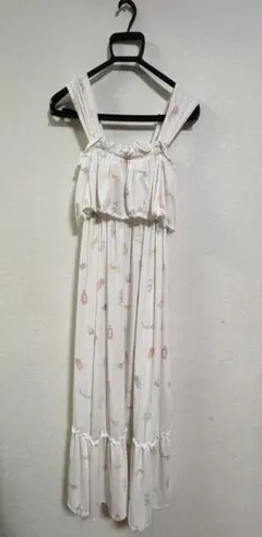 ジェラートピケ ＊フリル付きホワイトキャミルームウェア