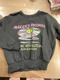 MARKEY'S レコードプリント スウェット トレーナー ブラック 130cm