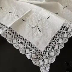 重工手刺繍 麻綿テーブルクロス 105×105ボビンレース - メルカリ