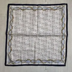 【CELINE】セリーヌ　ロゴマーク入り　シルクハンカチ チェーンデザイン　大判