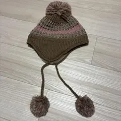 (6)ブラウン ポンポン付きニット帽