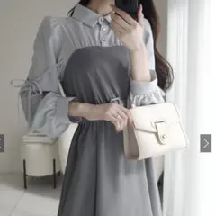 GRL グレイル ベルト付きシャツドッキングリボンワンピース［tg797］