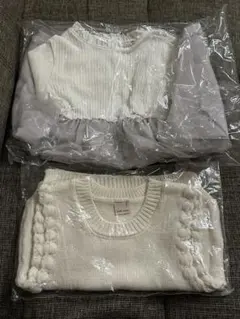 【新品未使用】　プティマイン　チュールワンピース　ニットベスト　セット