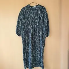 【LEPSIM 】ネイビー 七分袖 シャツワンピース　フリーサイズ