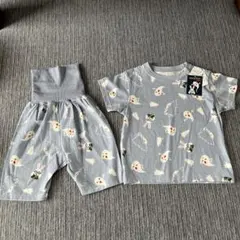 新品　めがねうさぎシリーズウサギ　ベビーパジャマセット 腹巻き付き　90