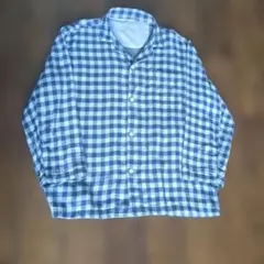 無印良品メンズダブルガーゼパジャマL-XL紺チェック(上のみ)