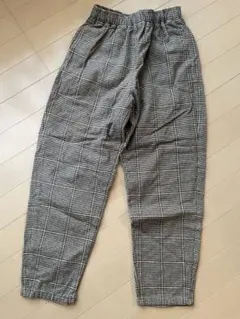 GU 150 起毛　シェフパンツ　チェック　茶　ブラウン
