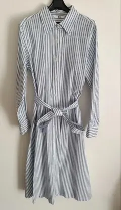 【美品】UNIQLO　ストライプ長袖シャツワンピース　S