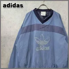 90s 古着 アディダス プルオーバー ナイロンジャケット ライトネイビー