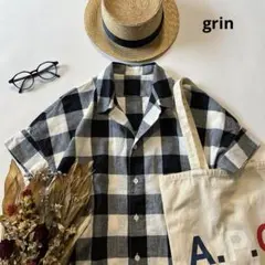 b1105＊ grin メガネ刺繍 コットンシャツ - メルカリ