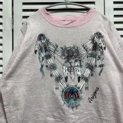 民族 スウェット 古着 ピンク リームキャッチャー 部族 スーベニア