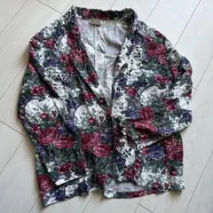 花柄　長袖ジャケット風　シャツ