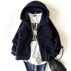 極美品 ジムフレックス ボアフリースジャケット 14 ネイビー グリフィン刺繍