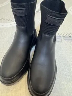【美品】Hunter24リファインドスティッチ ローファー レインブーツ レア黒 美品】Hunter24リファインドスティッチ ローファー レインブーツ レア