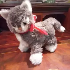 ヴィンテージ シュタイフ 猫 ぬいぐるみ グレー ホワイト リアル