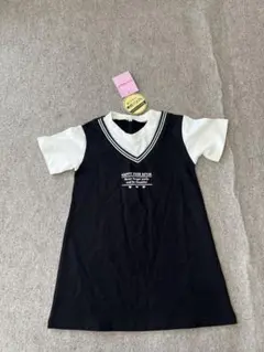 新品未使用黒×白チュニックTシャツ綿100 110センチ