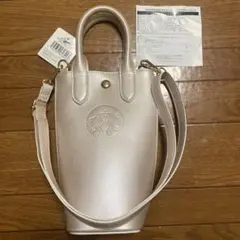 即日匿名✩新品未使用✩スターバックス✩ボトルショルダーバッグ✩メタリックピンクのサムネイル