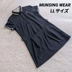 美品 マンシングウェア 半袖ワンピース 総柄 ゴルフウェア LL