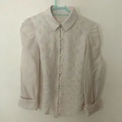 MICHEL KLEIN 長袖 ブラウス 刺繍 38 ベージュのサムネイル
