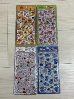 プチドロップステッカー ディズニー プーさんスティッチバンビ101匹 4枚セット