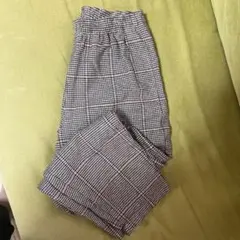 GU ブラウン起毛チェック柄　シェフパンツ130