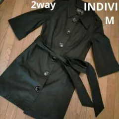 INDIVI インディヴィ　2way ノーカラーにできる トレンチコート