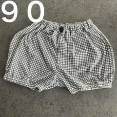 ユニクロ　ショートパンツ　かぼちゃパンツ　ギンガム　チェック　黒　ブラック　90