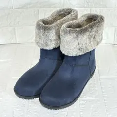ダテハキ Datehaki 防水 ムートンブーツ ネイビー 23cm ファー