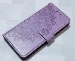 手帳型 iphone7plus/8plus 用 ケース マンダラ パープル 紫色