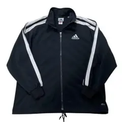 アディダス 2002年製 ジャージトップ XL相当O ブラック 太3本ライン