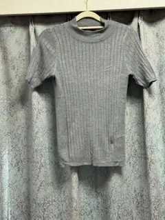 FOREVER21 ライトグレー 半袖 リブセーター リブニット フォーエバー