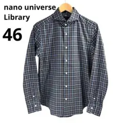 ナノ・ユニバースライブラリー 長袖 チェックシャツ 46 日本製のサムネイル